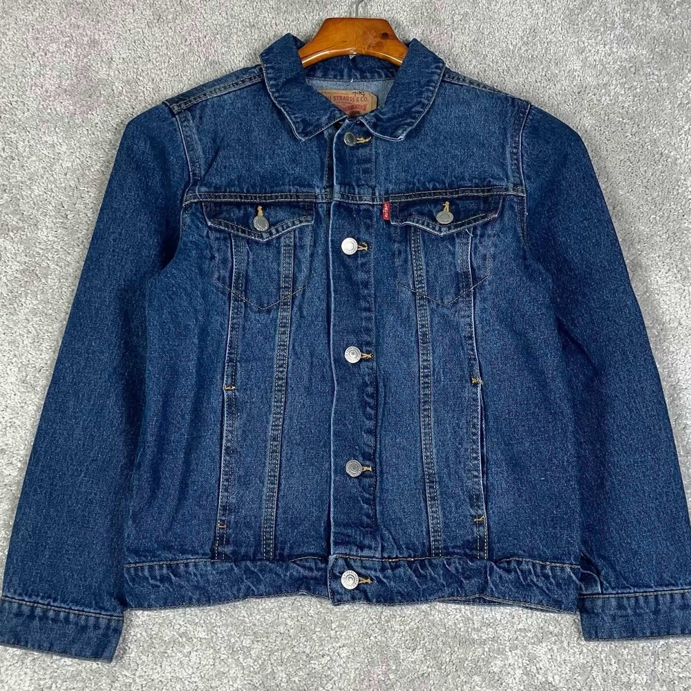 Levis Trucker Jacket Kids Size M Medium Blue Denim Button Up Classic Coat